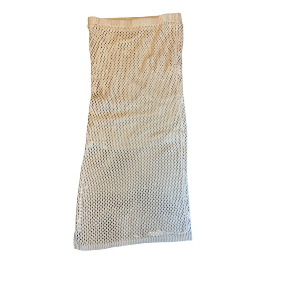 Womens New freshman 1996 Beige Crochet Knit 2 Piece Set Crop Top Maxi Skirt - Picture 5 of 14